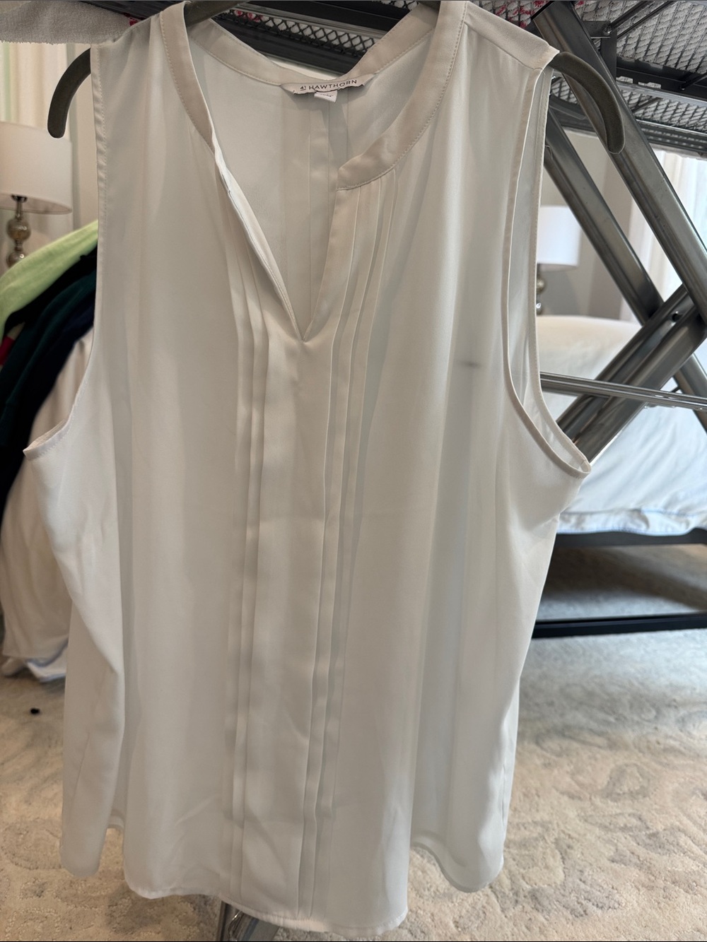 41 Hawthorn Sleeveless Pintuck V-Neck Blouse in Ivory